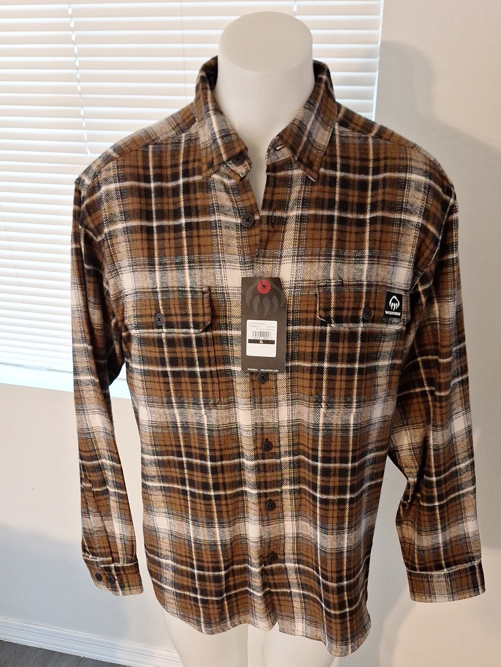 Wolverine Brown White Plaid Button-Down Shirt